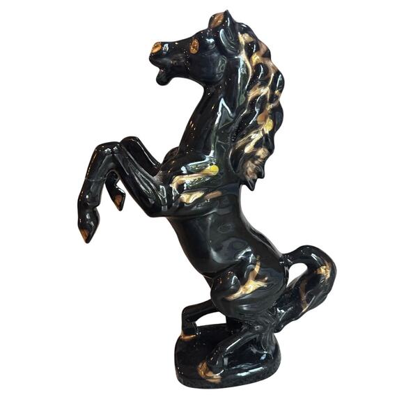 Mid Century Modern Gold Glazed Ceramic Horse.  *damaged - Picture 2 of 8